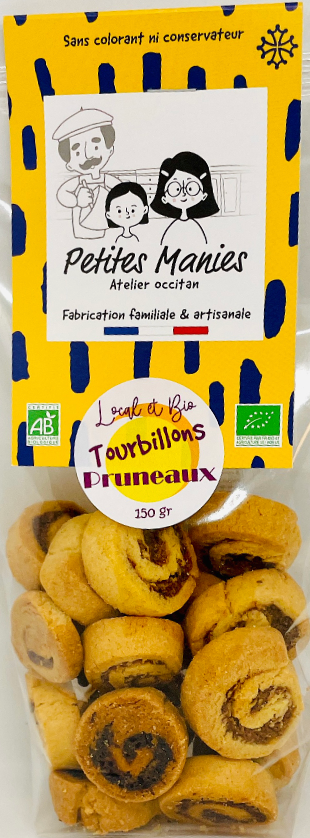Tourbillons coeur pruneaux bio - sablés fondants - 150 gr